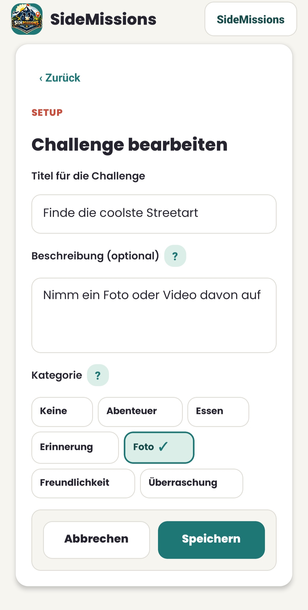Challenge erstellen