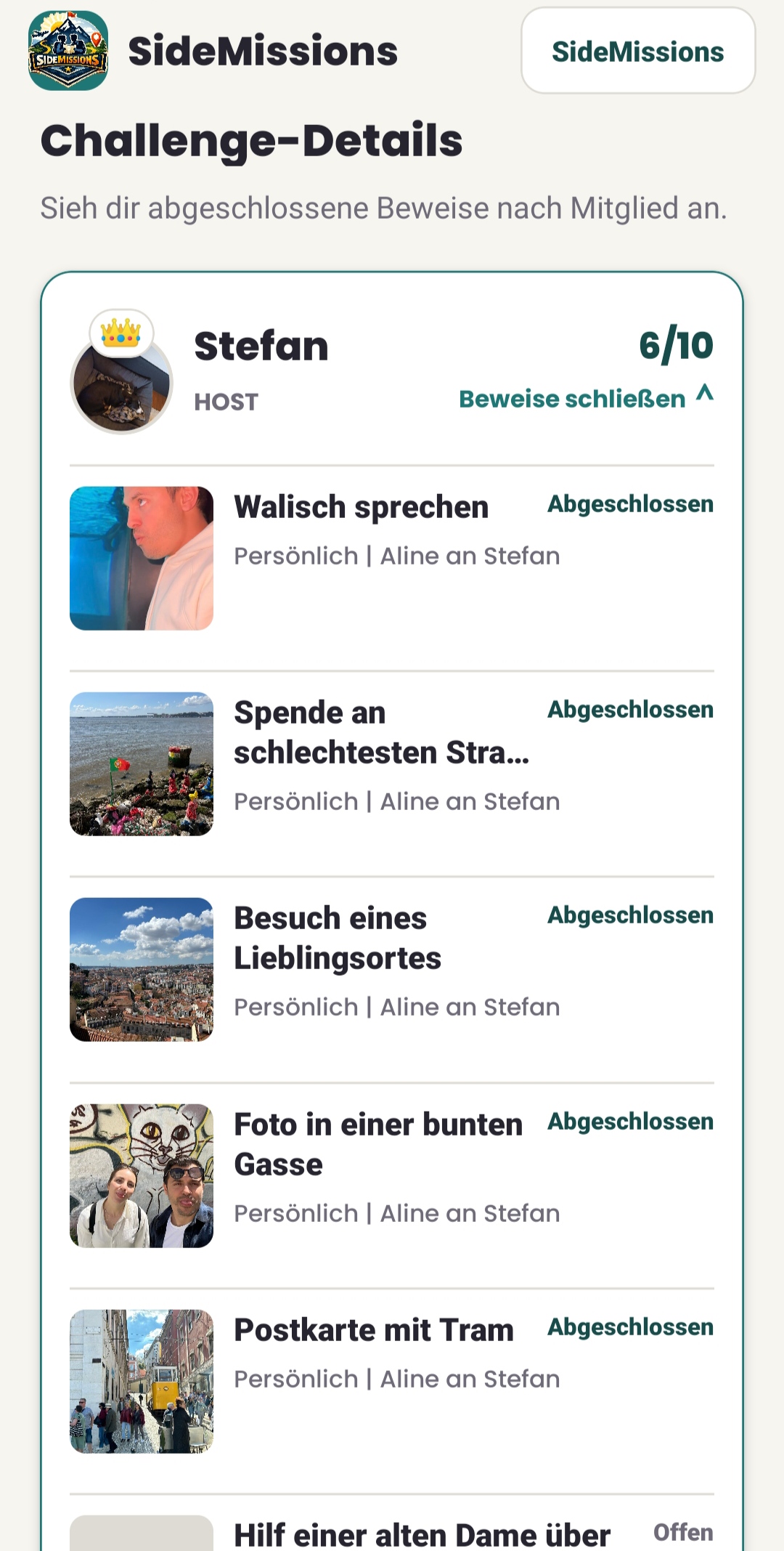 Rückblick auf abgeschlossene Challenges mit Beweisen